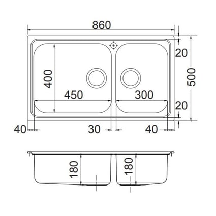 Νεροχύτης Venezia 8320 86x50 cm